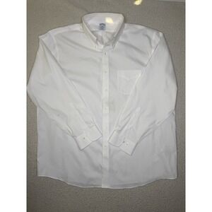Brooks Brothers 1818 Dress Shirt 17.5-34 White Non Iron Button Down READ